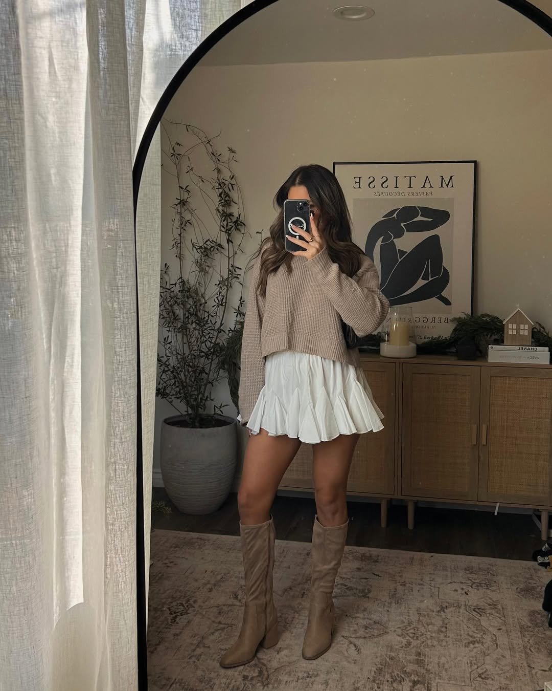 Cropped Sweater with Ruffled Mini Skirt