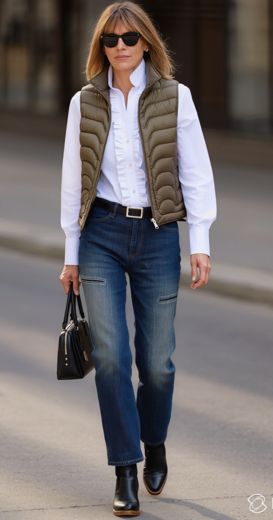 Classic Button-Up & Puffer Vest Fall Combo
