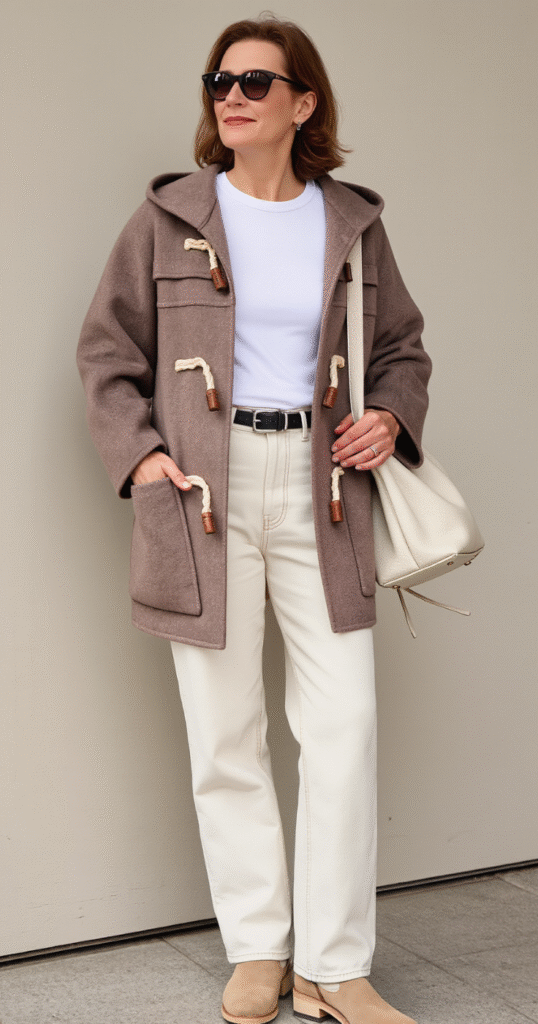 Cozy Duffle Coat & Neutral Tones Combo
