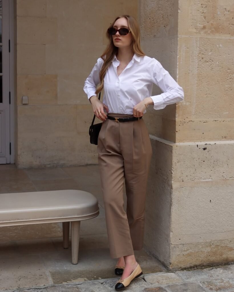 White Button-Down & Tailored Trousers