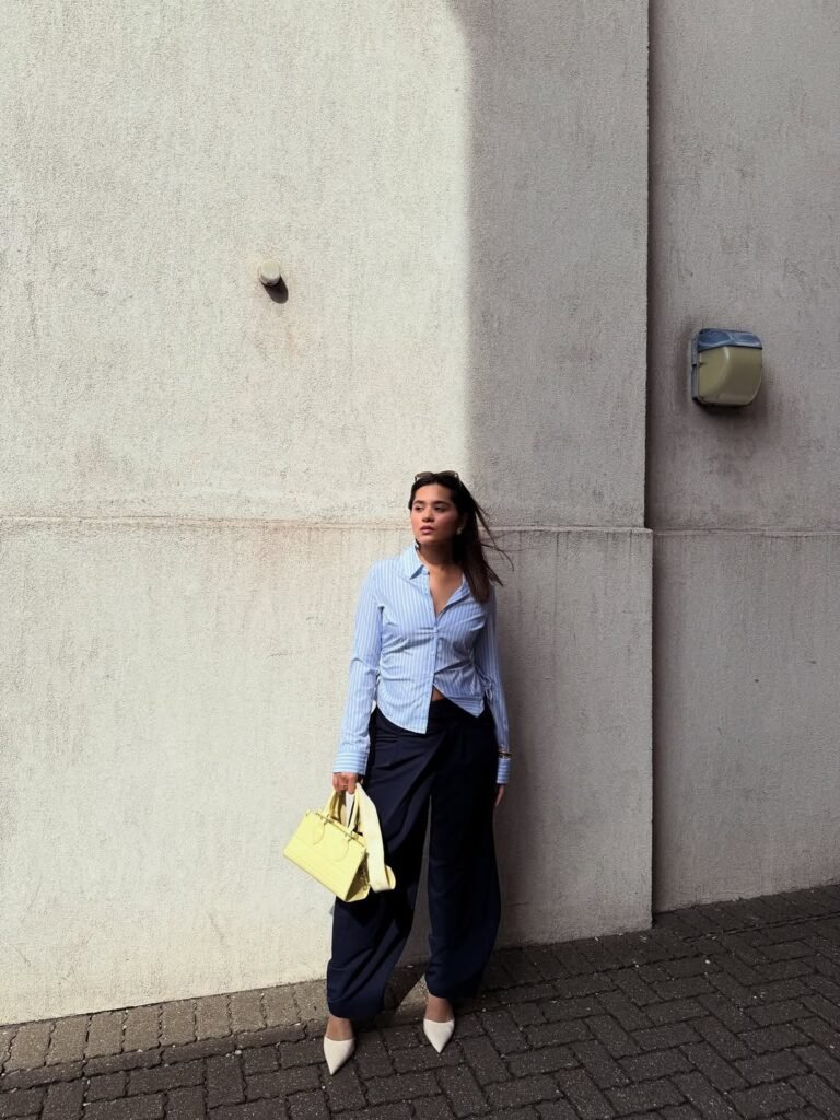 Striped Shirt & Wide-Leg Trousers