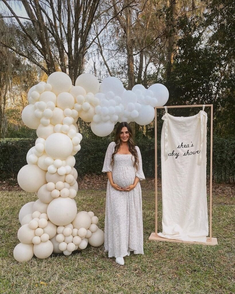 Beige Chiffon Printed Maternity Dress
