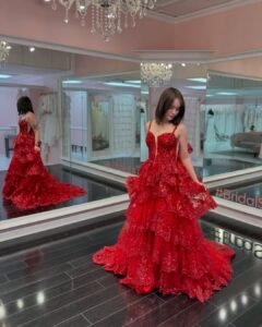 Scarlet Dream Gown in Bold Elegance