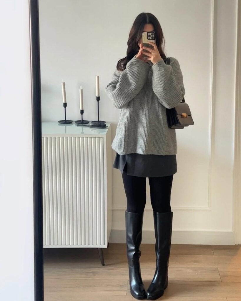 Oversized Knit Sweater & Mini Skirt