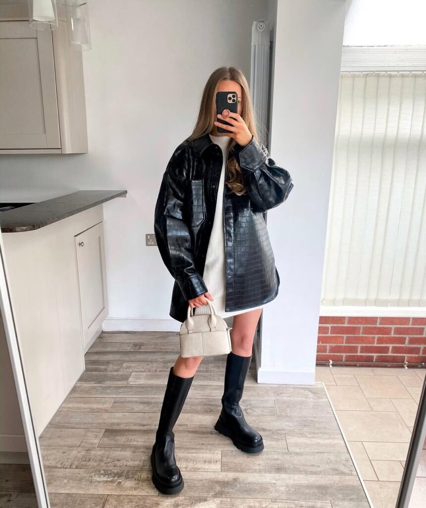 Knee-High Boots with a Cozy Mini