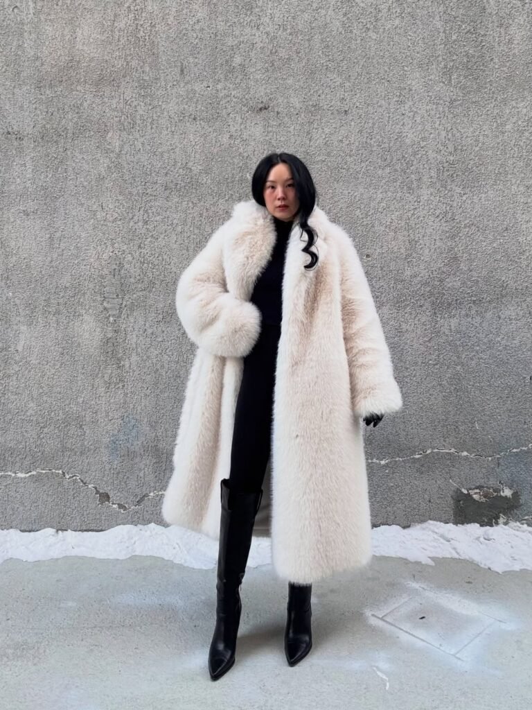 Dramatic White Fur Coat Outfit
