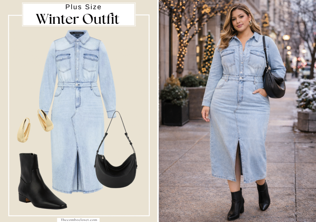 Plus Size Midi Dress Winter Look