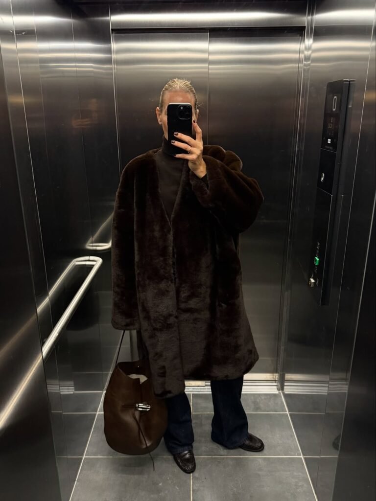 Minimalist Faux Fur Power Look