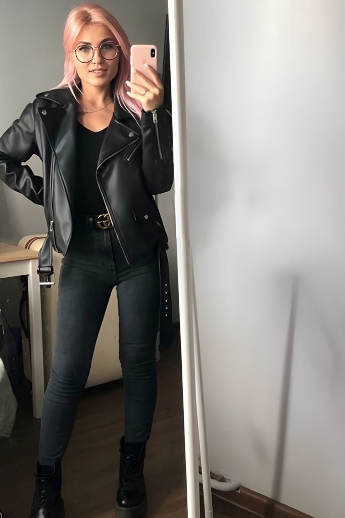 Leather Jacket & Skinny Jeans for Night-Out Edge