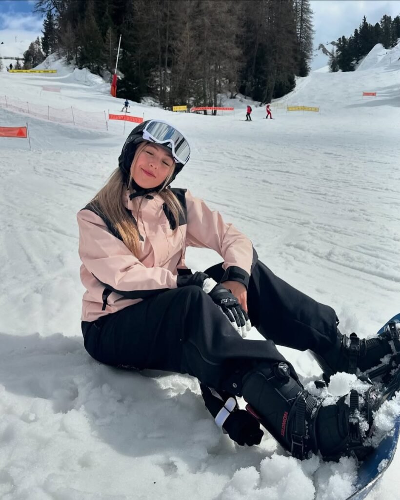 Soft Pink Jacket with Classic Black Snow Pants