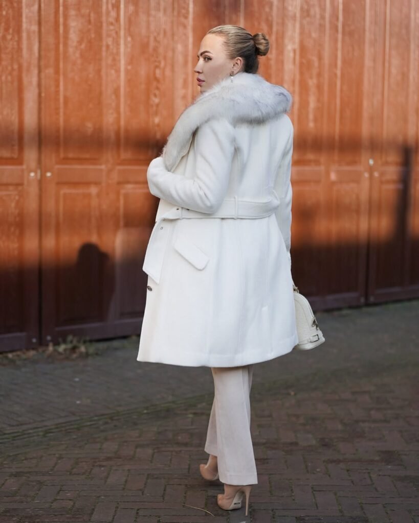 White Coat with Soft Fur Details