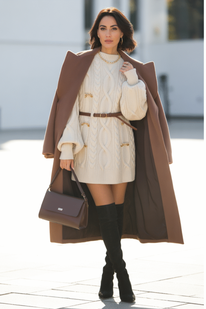 Cozy Knit Dress with Elevated Layers