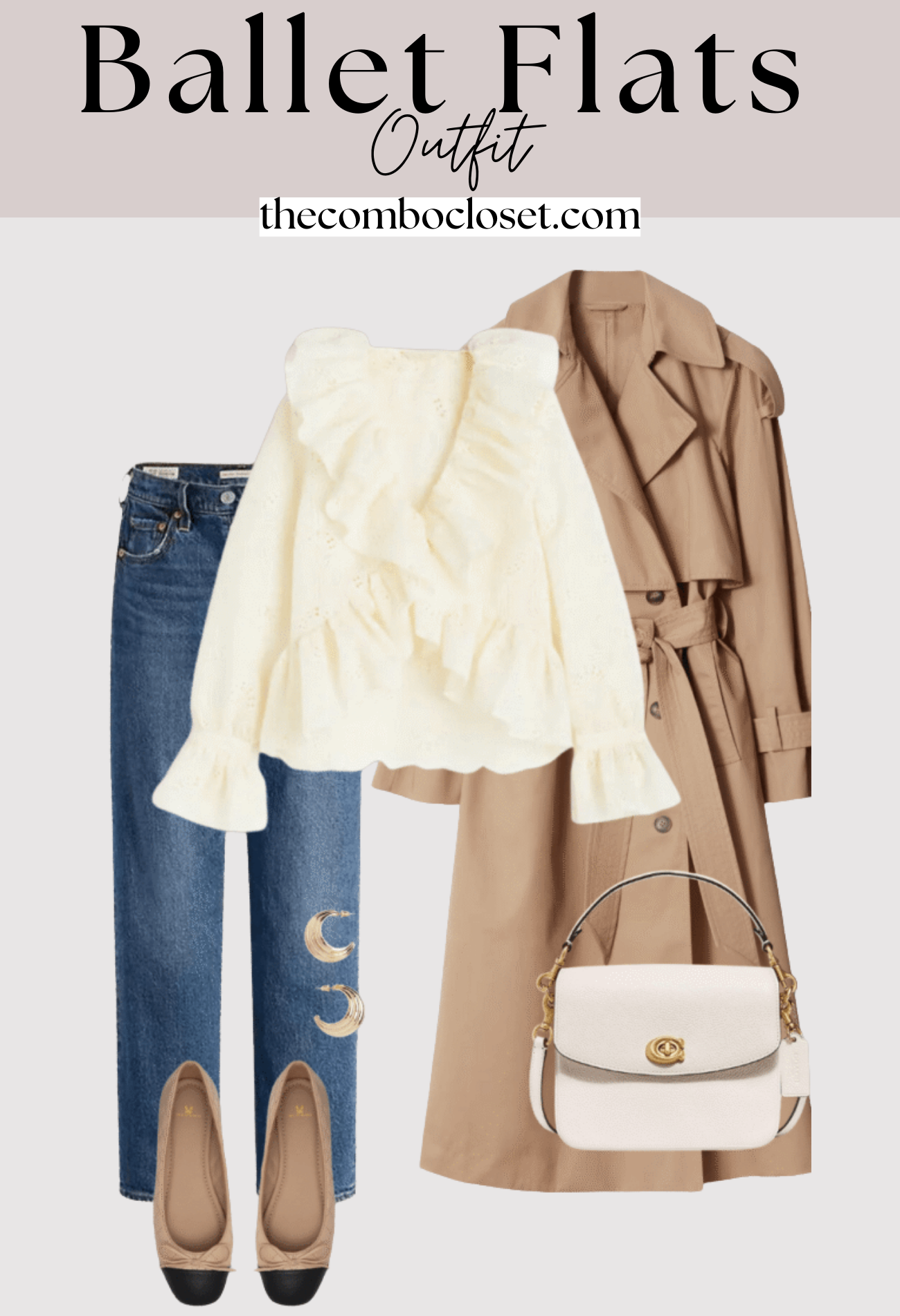 Romantic Denim Look Ballet Flats Outfit