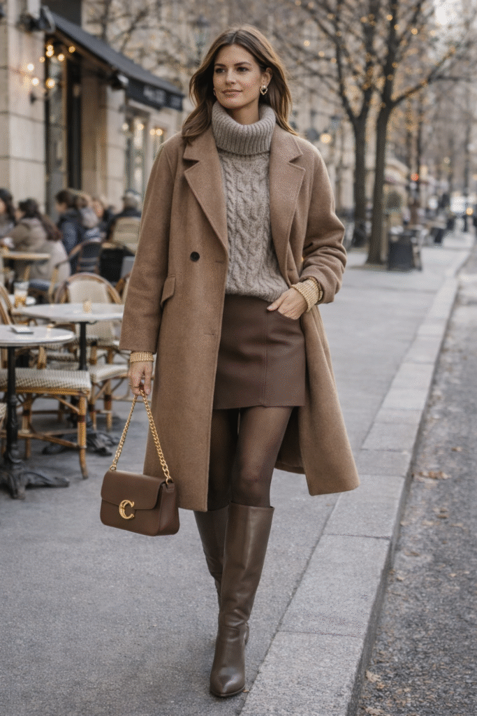 Brown Mini Skirt Outfit Ideas