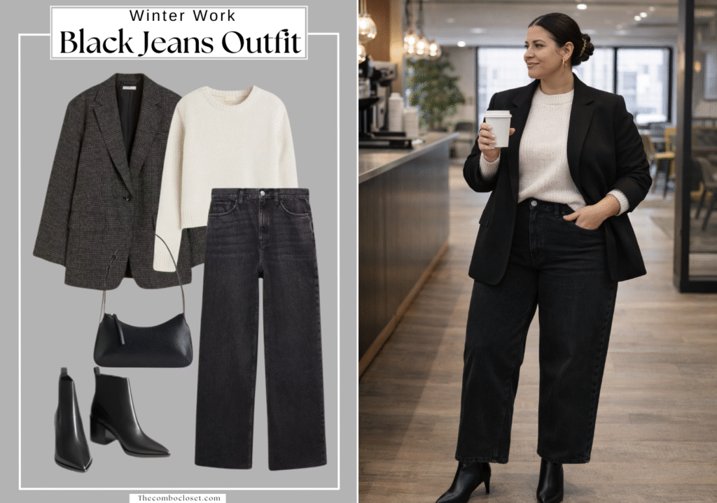 Black Jeans with a Knit Sweater