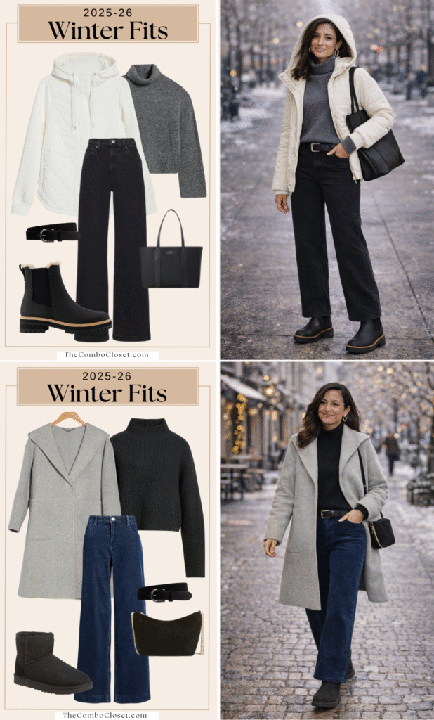 Grey Coat & Dark Denim Winter Combo
