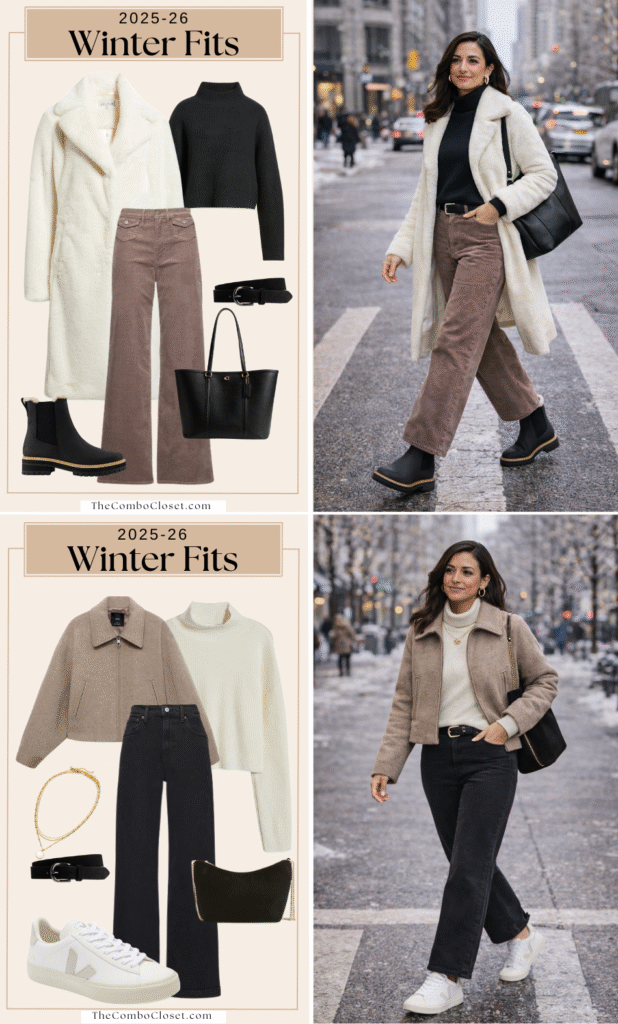 Cream Coat & Brown Trouser Winter Combo