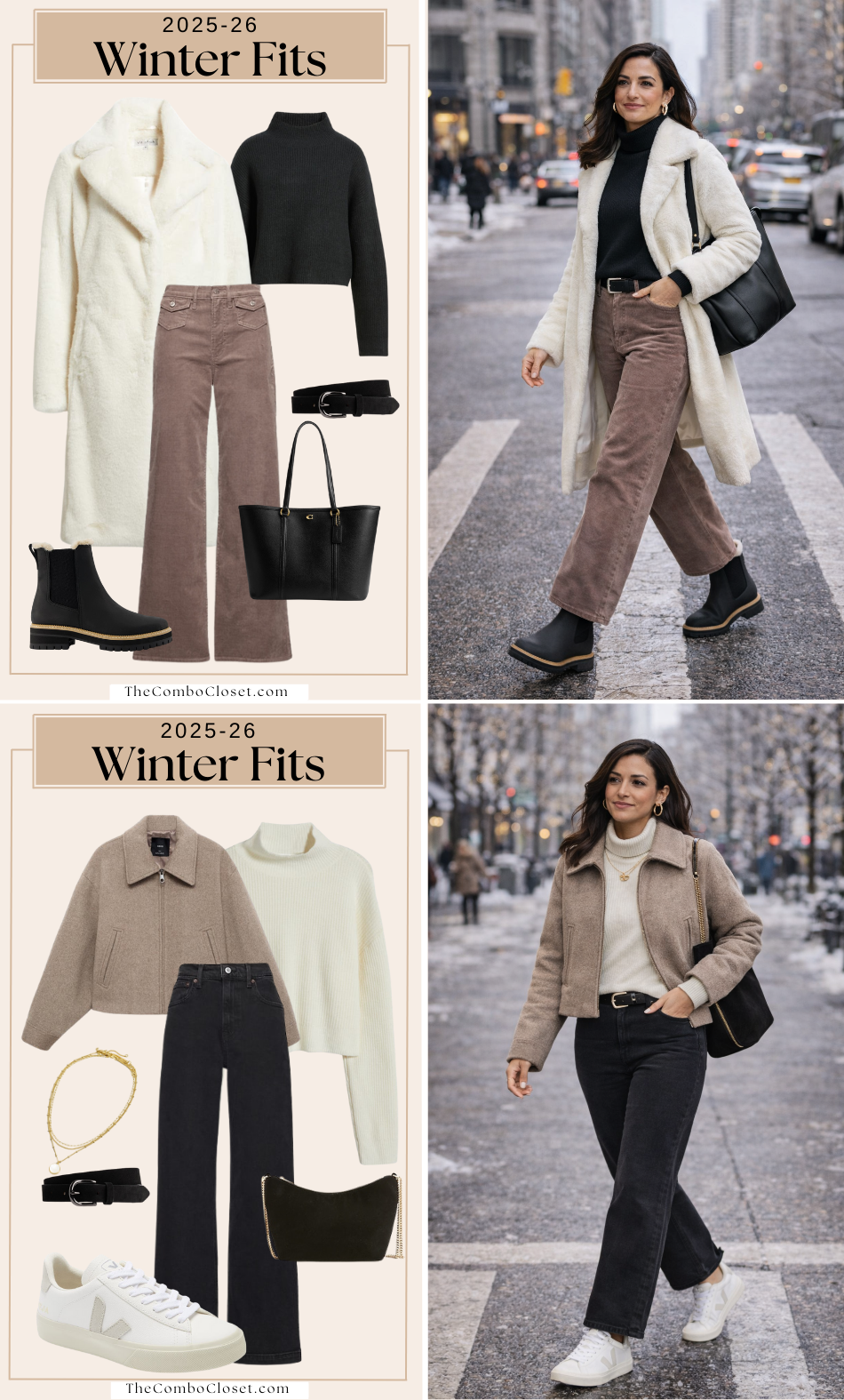 Cream Coat & Brown Trouser Winter Combo