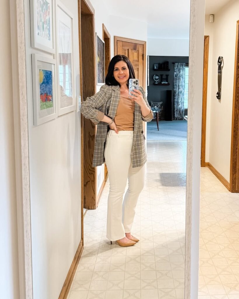 Checked Blazer with Ivory Jeans
