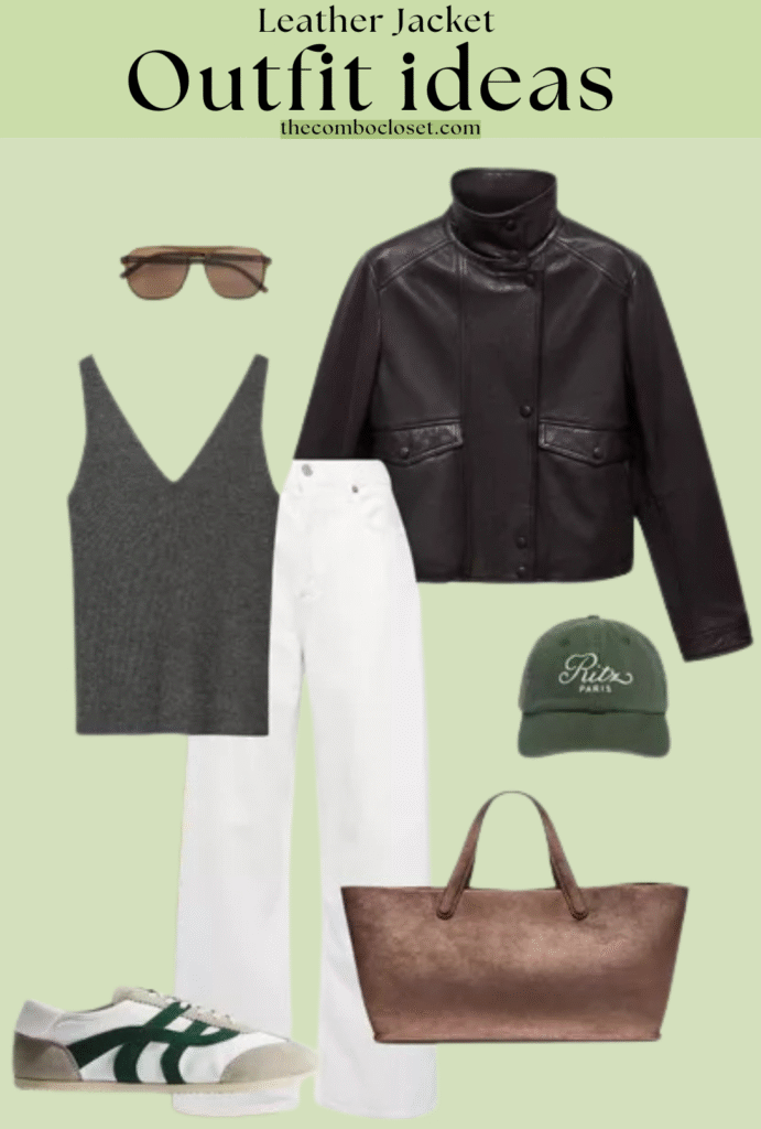 Fresh Contrast with a Leather Jacket