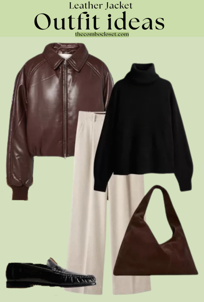 Elevated Neutrals with a Leather Jacket