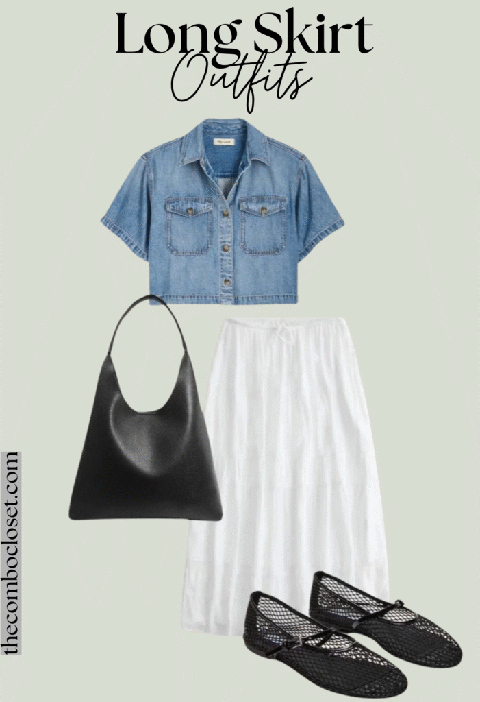 Long Denim Skirt Outfit Ideas
