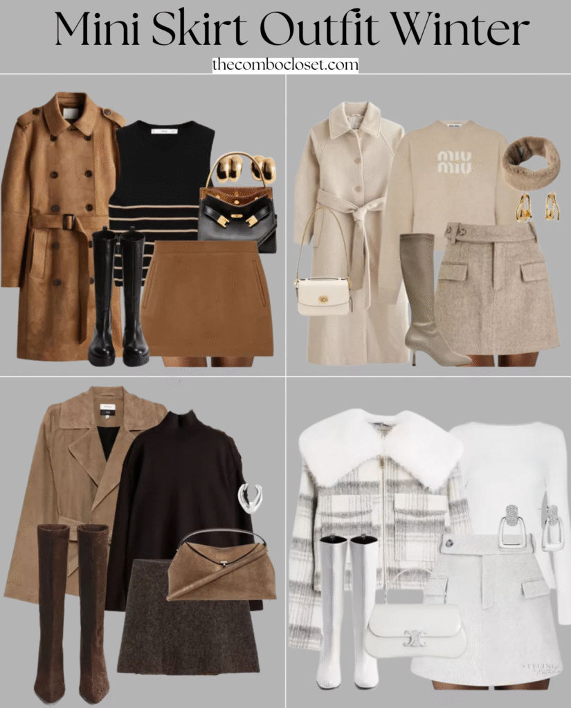 Winter Mini Skirt Outfit Ideas