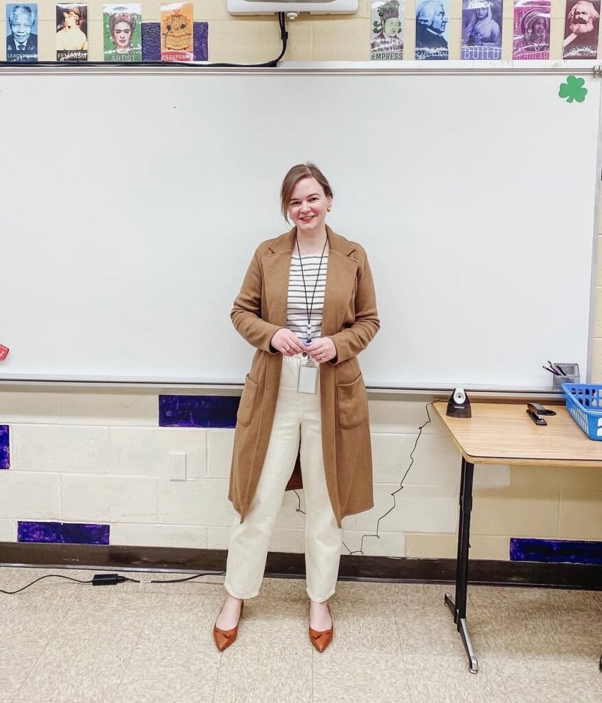 Camel Coat with Ivory Jeans