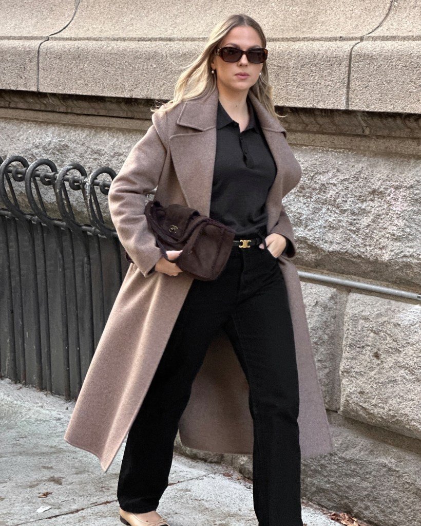 Long Coat with Classic Black Jeans