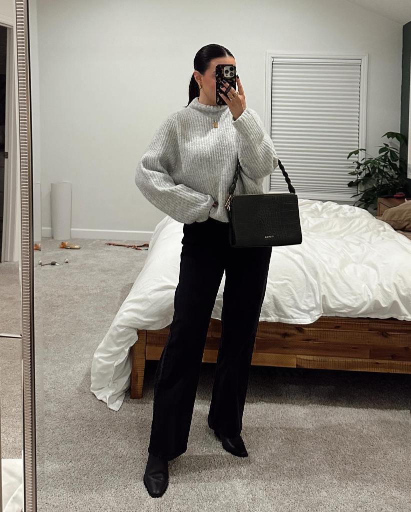 Knit Sweater with Sleek Black Jeans