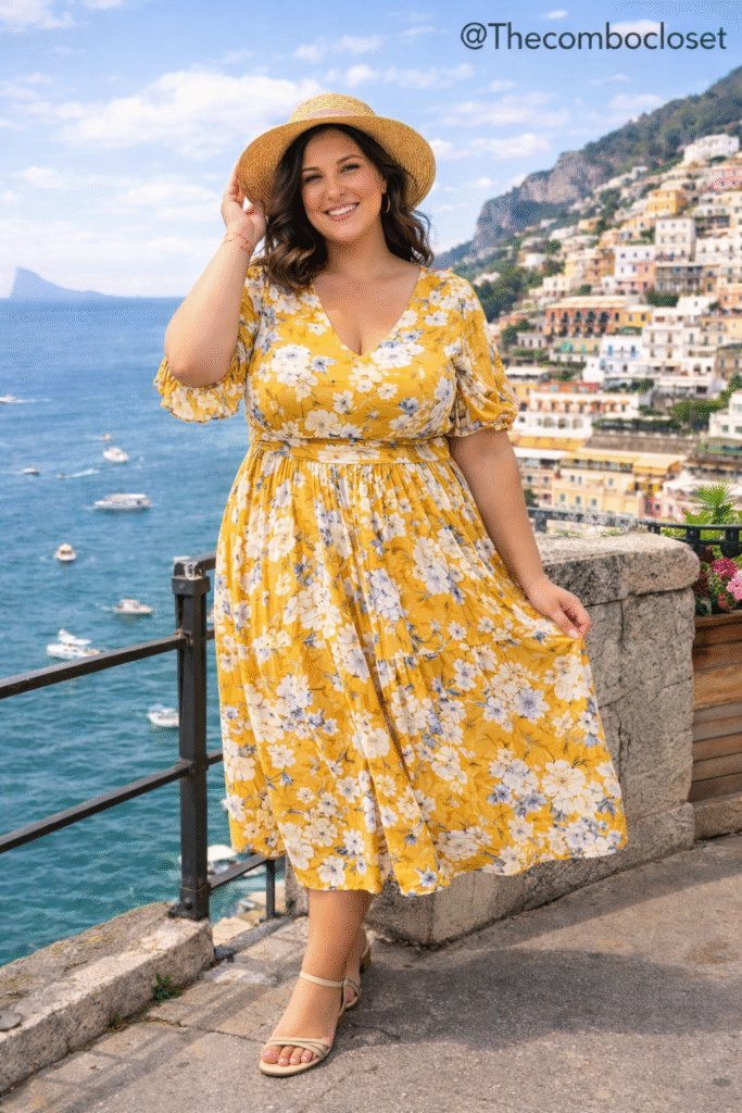 Plus Size European Sunny Floral Dress