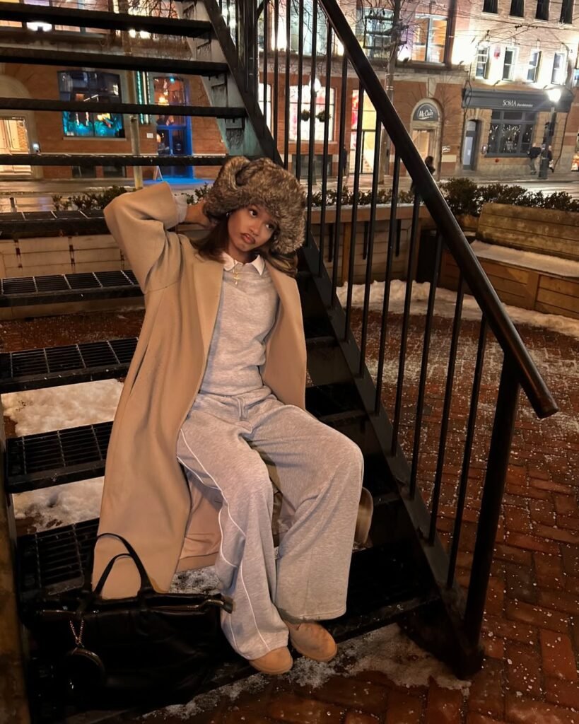 Elevated Sweatpants with a Classic Winter Coat