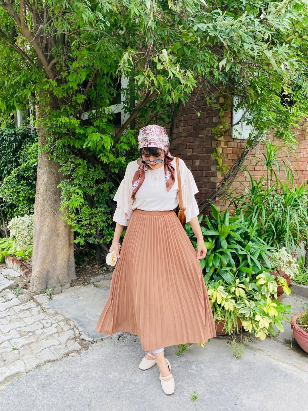 Soft Pleated Skirt with a Romantic Top