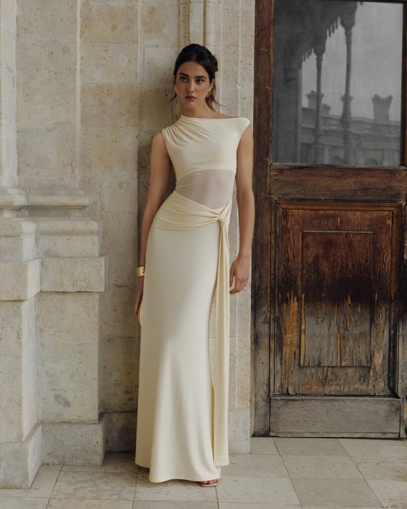 Minimalist Elegant White Prom Dress