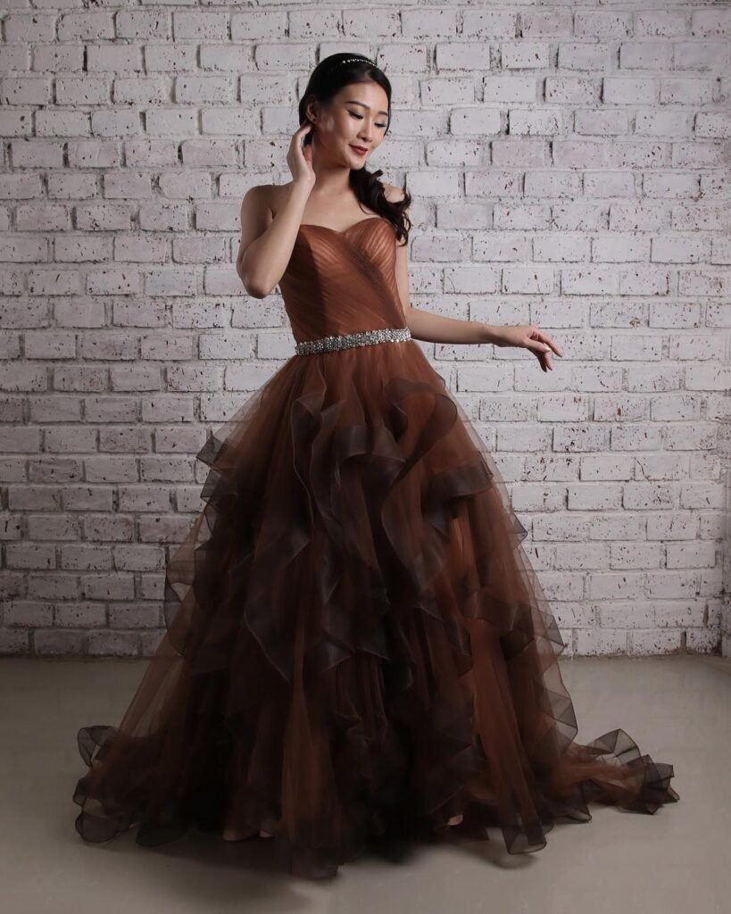 Frothy Chocolate Brown Prom Dresses