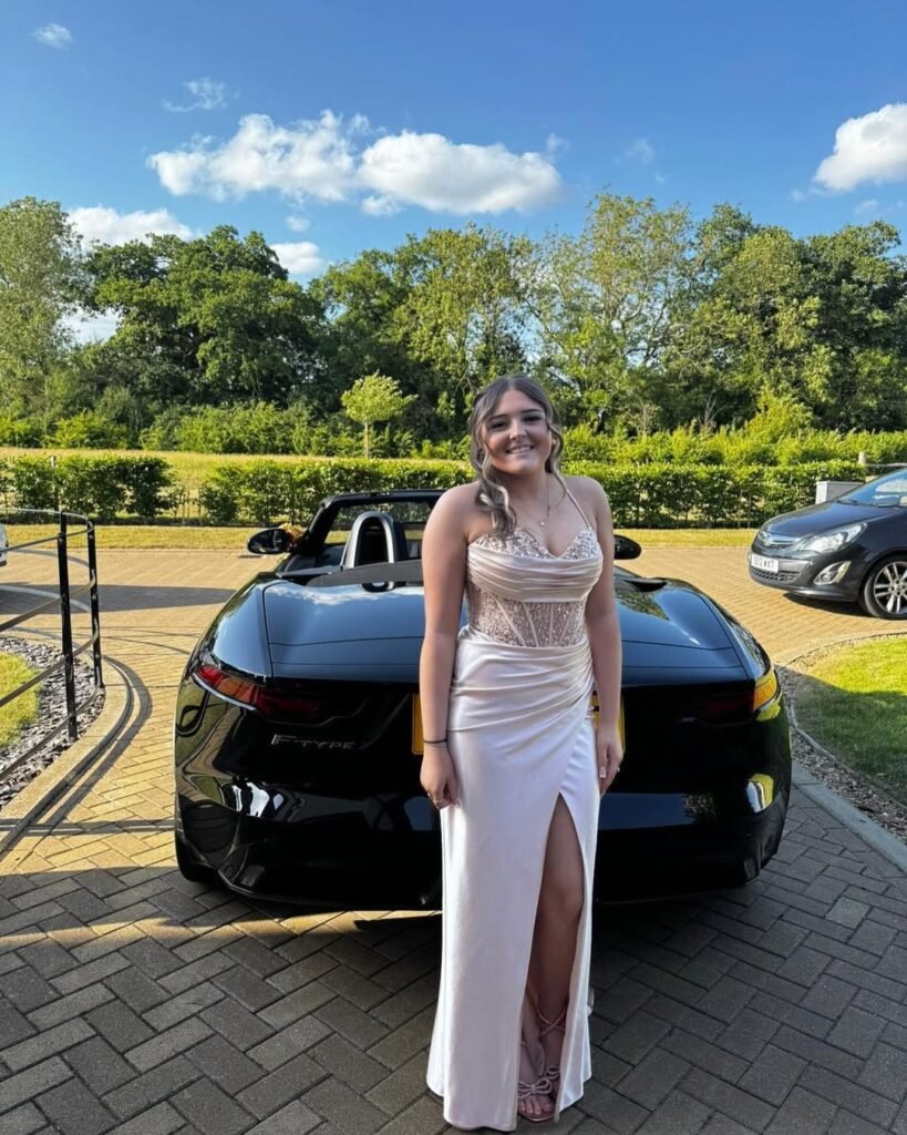 Champagne Corset Prom Dress with Slit