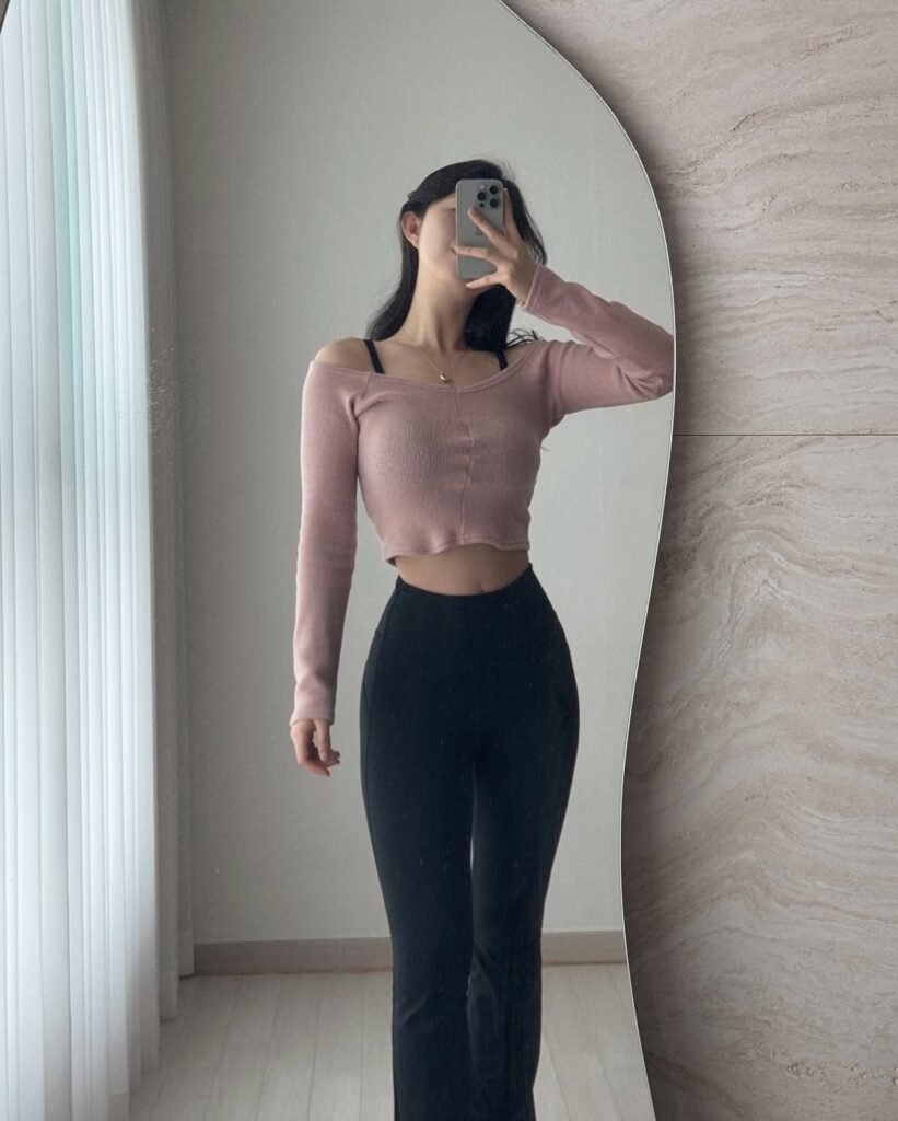 Off-Shoulder Top & High-Waisted Flare Leggings