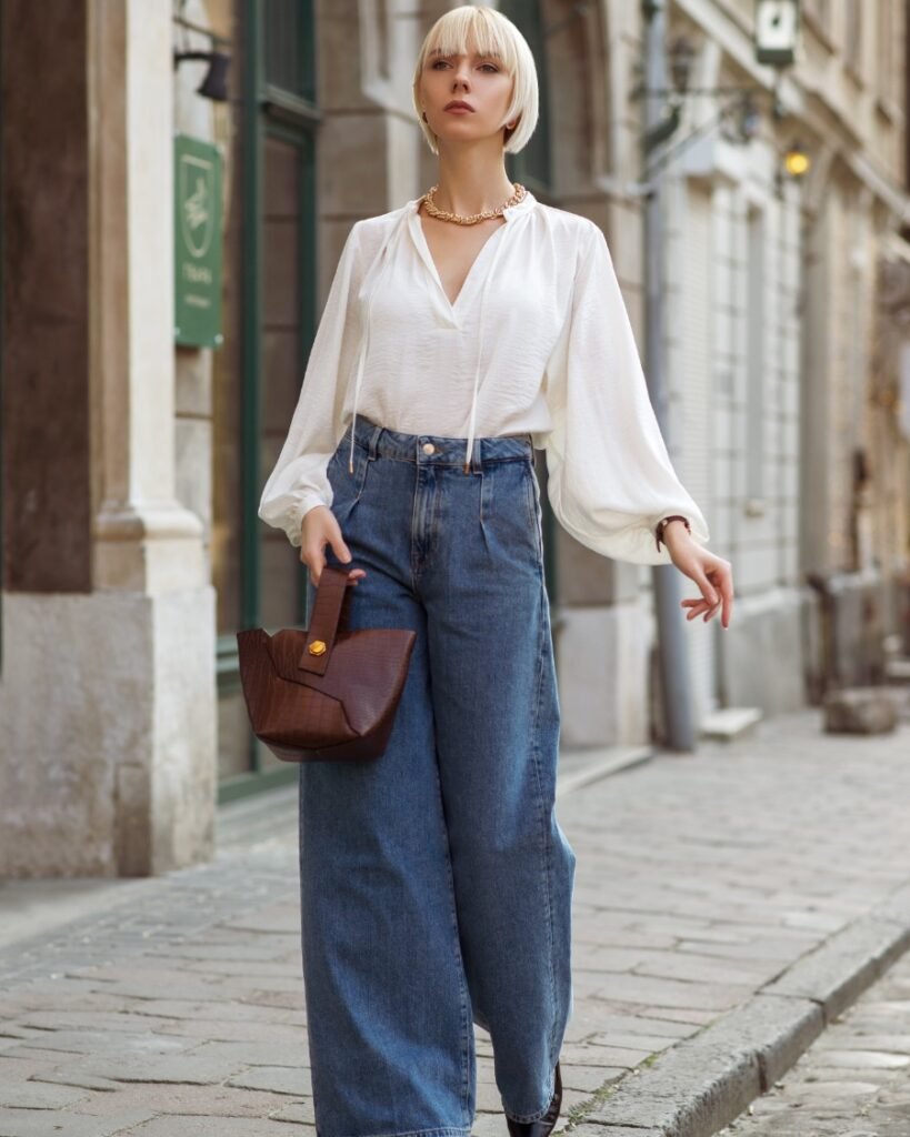 Wide-Leg Denim & Soft Blouses March Outfits