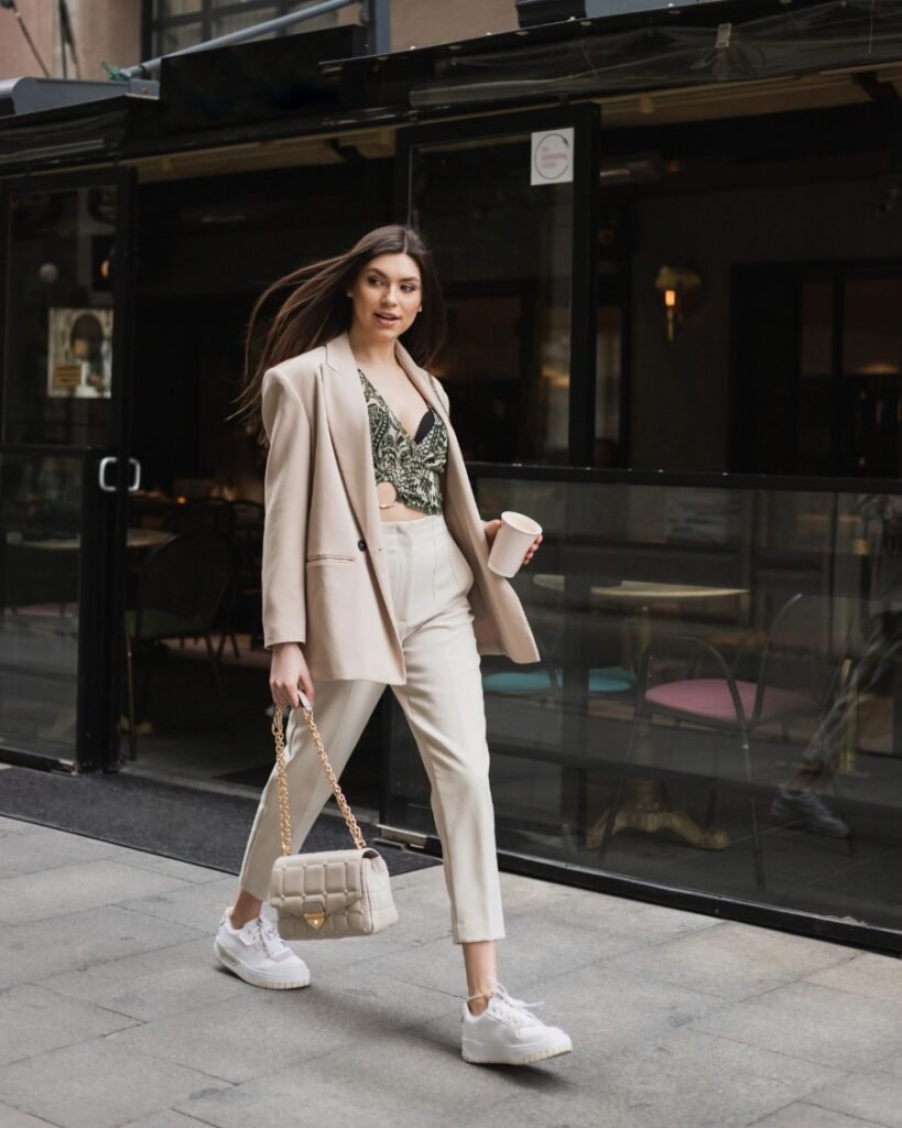 Light Neutral Blazer Layering March Outfits