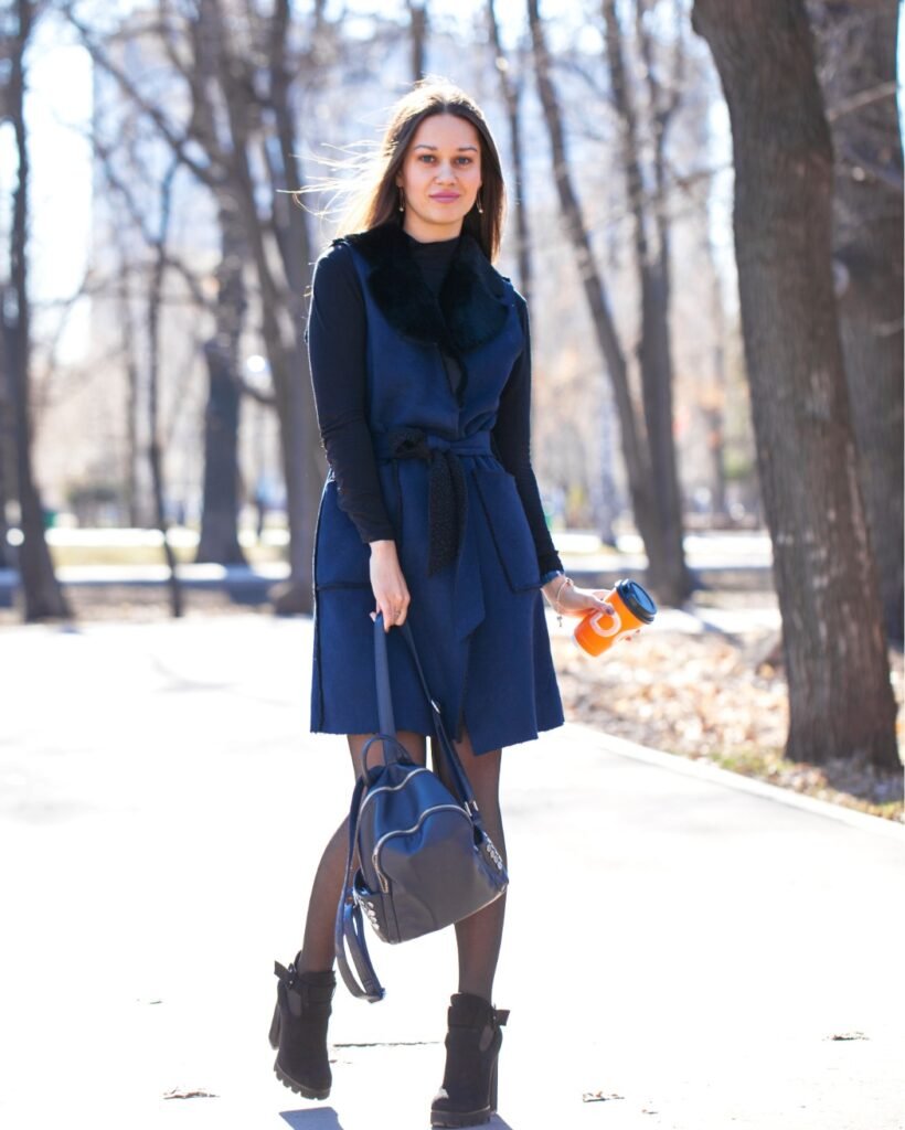 Monochrome Navy Layered Cold Spring Outfit