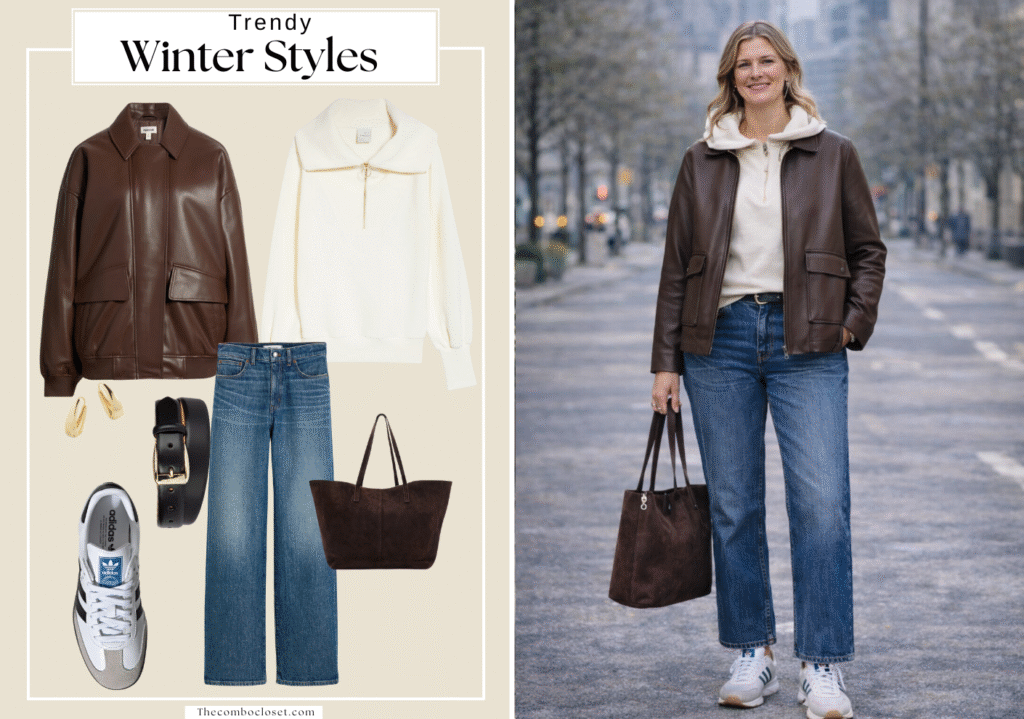 Casual Leather Jacket Winter Combo