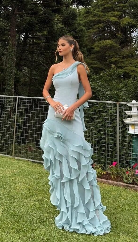 Graceful Ruffled Maxi Evening Look