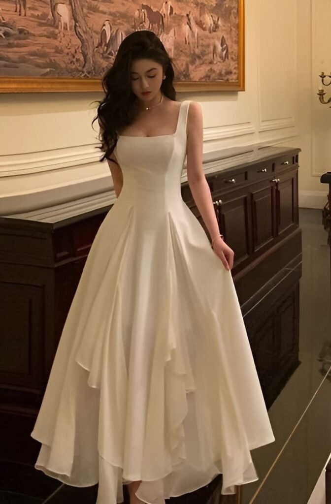 Elegant Ivory Minimalist Prom Gown