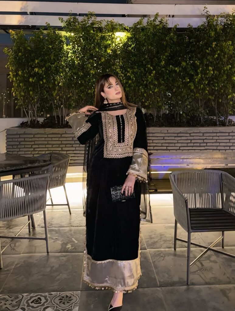 Classic Black Velvet Eid Outfit