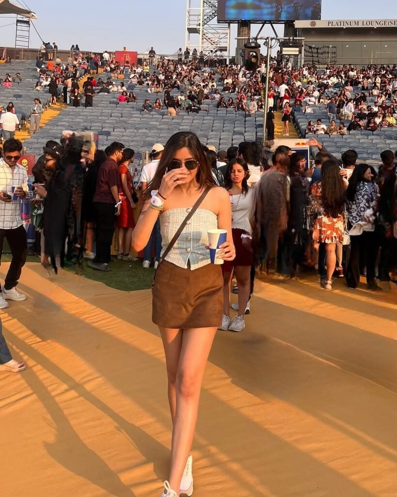 Corset Top & Neutral Mini Skirt Concert Outfit