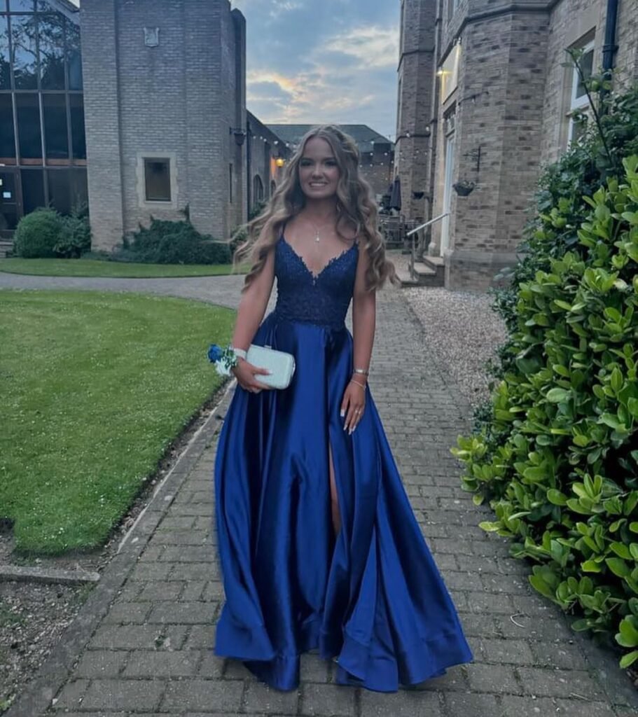 Satin Navy Blue Prom Dress