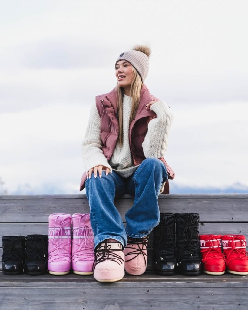 Winter Styling with Colorful Moon Boots