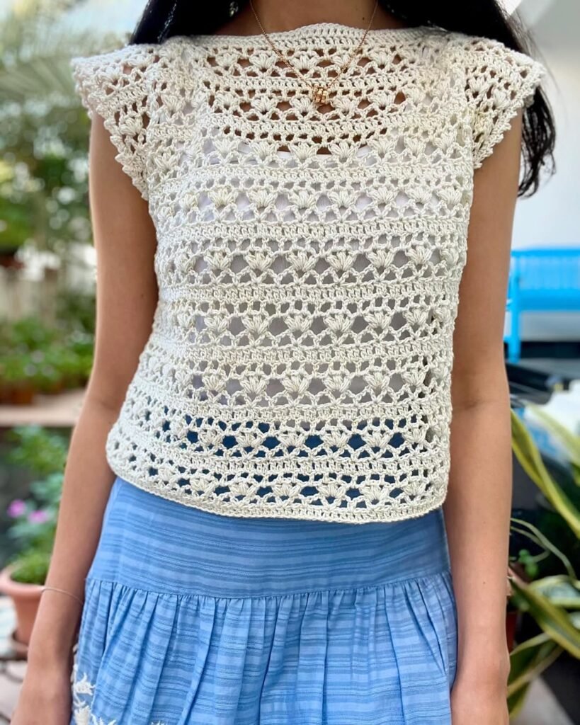 White Crochet Top For Women