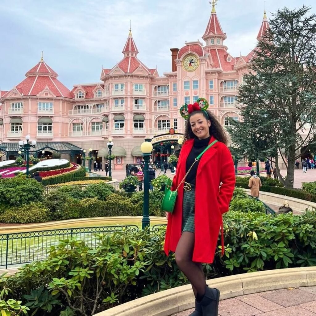 Bold Red Coat with Festive Disney Color Pops