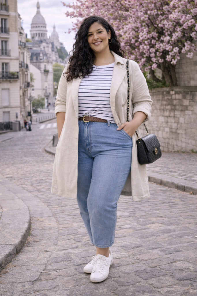 Striped Tee Plus Size Paris Spring Outfits